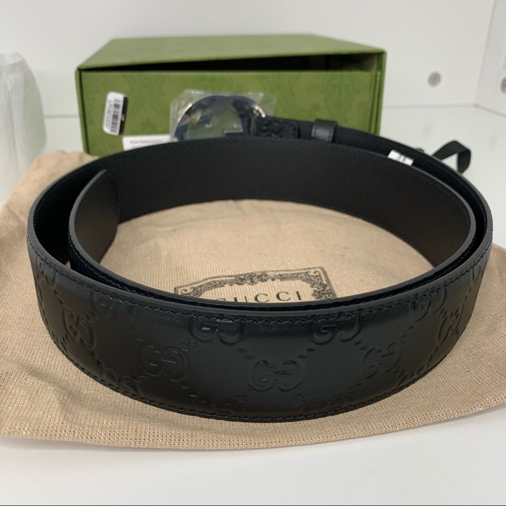 Gucci Signature Leather Belt Black Men’s 95 - Picture 11 of 16
